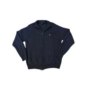 GANT Navy Lambswool Full-Zip Sweater – 2XL Preppy Heritage QuietLuxury